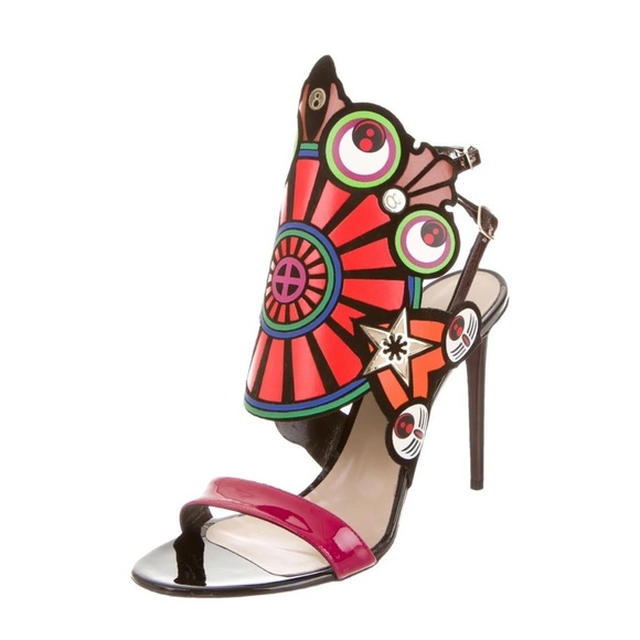 Nicholas Kirkwood Pop Art Patent Leather Abstract Multicolor Stiletto Sandals - Picture 3 of 11